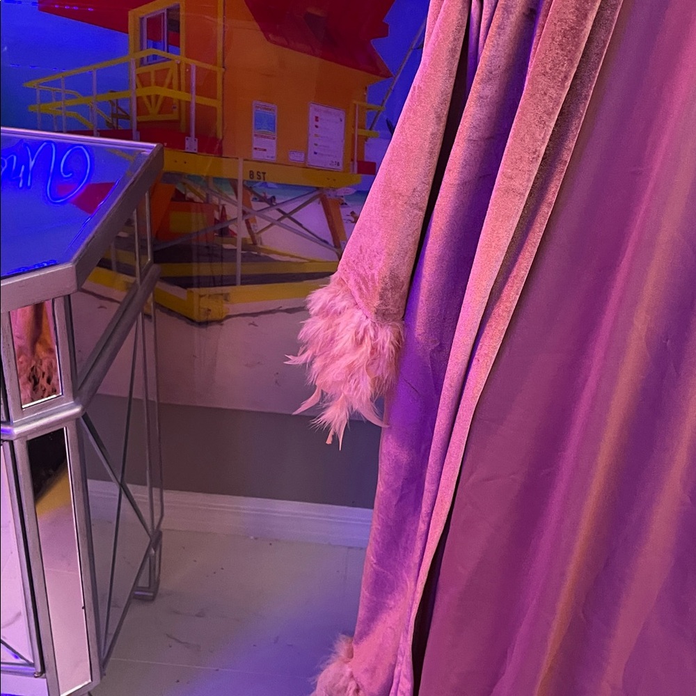 Source Unknown Pink Feather Trim Robe - Picture 3 of 5